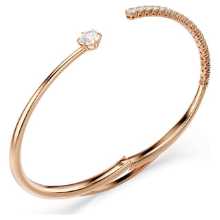 Matrix bangle, Round cut, White, 18K rose gold finish