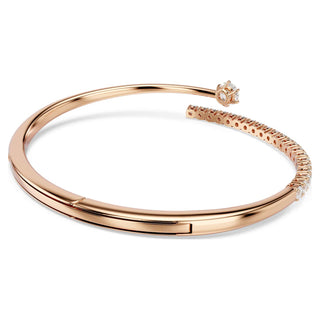 Matrix bangle, Round cut, White, 18K rose gold finish