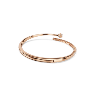 Matrix bangle, Round cut, White, 18K rose gold finish