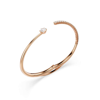 Matrix bangle, Round cut, White, 18K rose gold finish