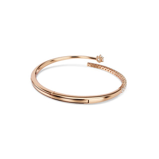 Matrix bangle, Round cut, White, 18K rose gold finish