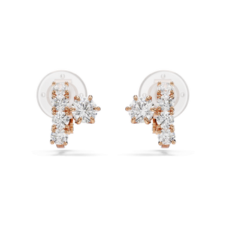 Matrix clip earrings, Round cut, White, 18K rose gold finish