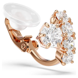 Matrix clip earrings, Round cut, White, 18K rose gold finish
