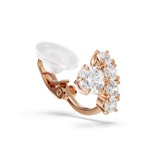 Matrix clip earrings, Round cut, White, 18K rose gold finish
