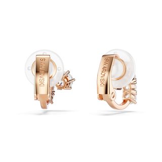 Matrix clip earrings, Round cut, White, 18K rose gold finish