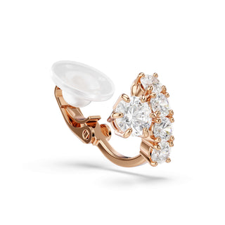 Matrix clip earrings, Round cut, White, 18K rose gold finish