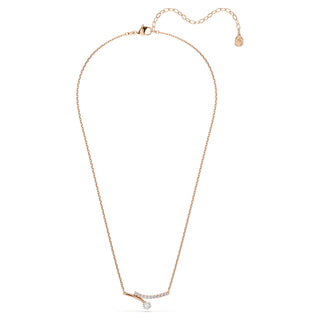 Matrix necklace, Round cut, White, 18K rose gold finish