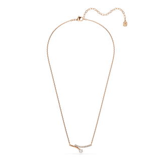 Matrix necklace, Round cut, White, 18K rose gold finish