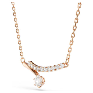 Matrix necklace, Round cut, White, 18K rose gold finish