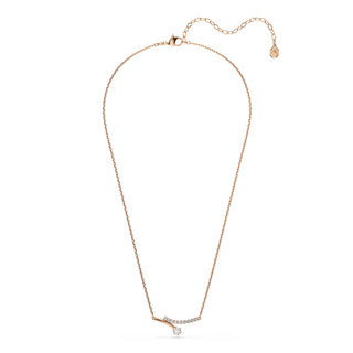 Matrix necklace, Round cut, White, 18K rose gold finish