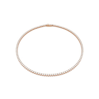 Matrix Tennis necklace, Round cut, White, 18K rose gold finish