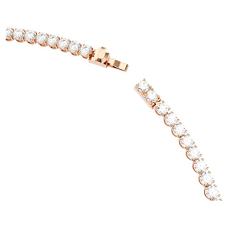Matrix Tennis necklace, Round cut, White, 18K rose gold finish
