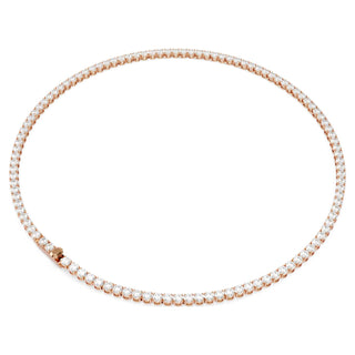 Matrix Tennis necklace, Round cut, White, 18K rose gold finish