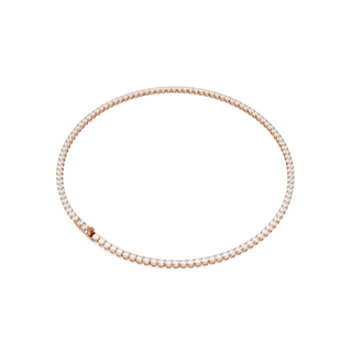 Matrix Tennis necklace, Round cut, White, 18K rose gold finish