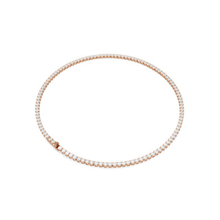 Matrix Tennis necklace, Round cut, White, 18K rose gold finish