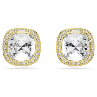 Una Angelic stud earrings, Cushion cut, White, 18K gold finish