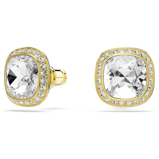 Una Angelic stud earrings, Cushion cut, White, 18K gold finish