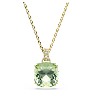 Millenia pendant, Cushion cut, Green, 18K gold finish