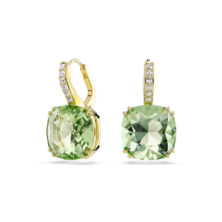 Millenia drop earrings, Cushion cut, Green, 18K gold finish