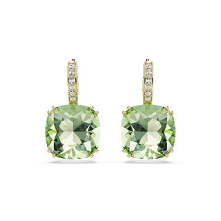 Millenia drop earrings, Cushion cut, Green, 18K gold finish