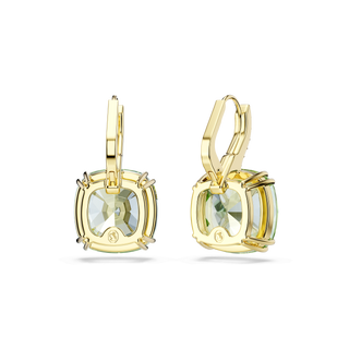 Millenia drop earrings, Cushion cut, Green, 18K gold finish