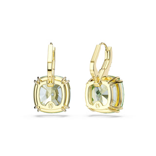 Millenia drop earrings, Cushion cut, Green, 18K gold finish