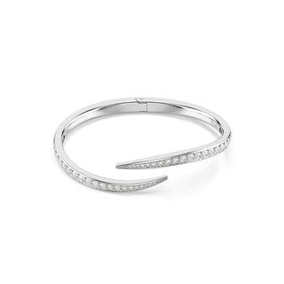 Vienna bangle, Round cut, Swan, White, Rhodium plated
