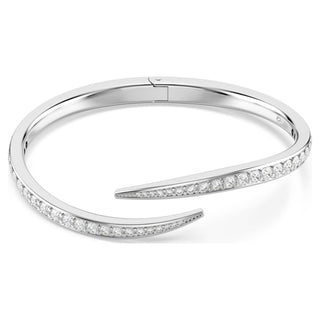 Vienna bangle, Round cut, Swan, White, Rhodium plated