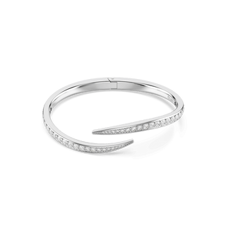 Vienna bangle, Round cut, Swan, White, Rhodium plated