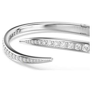 Vienna bangle, Round cut, Swan, White, Rhodium plated