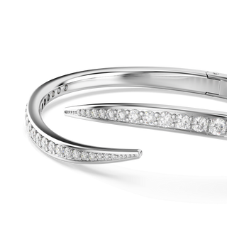 Vienna bangle, Round cut, Swan, White, Rhodium plated