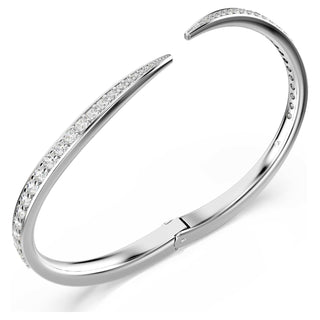 Vienna bangle, Round cut, Swan, White, Rhodium plated