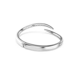 Vienna bangle, Round cut, Swan, White, Rhodium plated