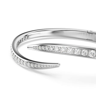 Vienna bangle, Round cut, Swan, White, Rhodium plated