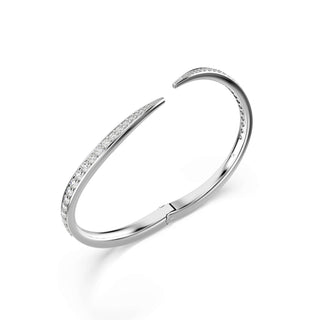 Vienna bangle, Round cut, Swan, White, Rhodium plated