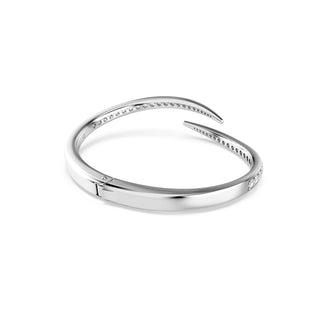 Vienna bangle, Round cut, Swan, White, Rhodium plated