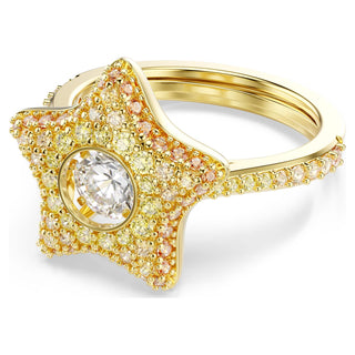 Sublima ring, Round cut, Star, Multicolored, 18K gold finish
