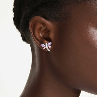Ariana Grande x Swarovski stud earrings, Mixed cuts, Dragonfly, Multicolored, Rhodium plated