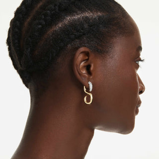 Dextera earrings, Round cut, White, Mixed metal finish