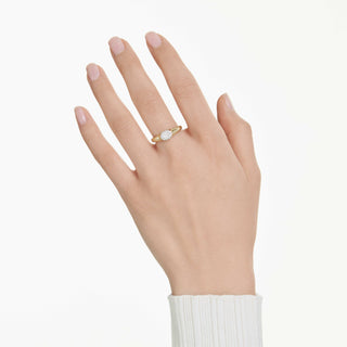 Dextera ring, Mixed cuts, White, Gold-tone plated
