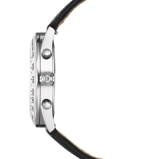 Dextera tachymetre watch, Swiss Made, Leather strap, Silver tone, Stainless steel