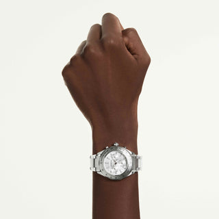 Dextera tachymetre watch, Swiss Made, Metal bracelet, Silver tone, Stainless steel