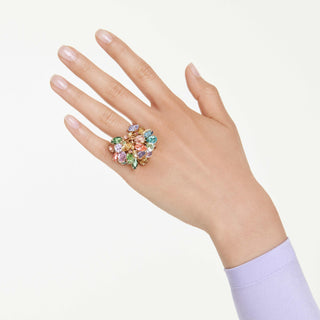 Gema cocktail ring, Mixed cuts, Multicolored, 18K gold finish