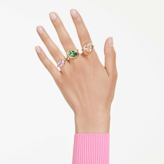 Gema motif ring, Set (3), Multicolored, 18K gold finish