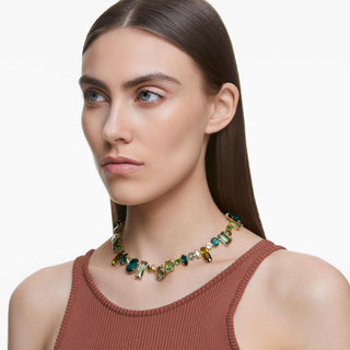Gema necklace
Mixed cuts, Green, Gold-tone plated