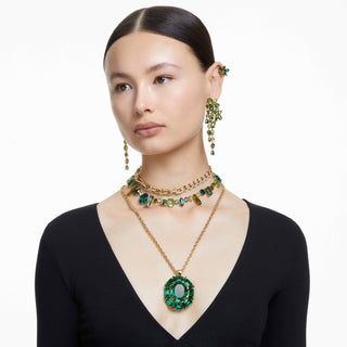Gema necklace
Mixed cuts, Green, Gold-tone plated