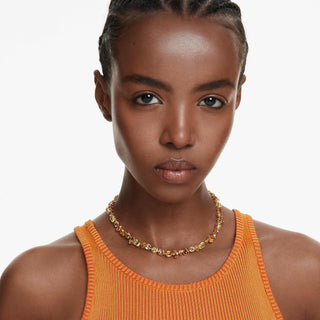 Gema necklace, Mixed cuts, Yellow, 18K gold finish