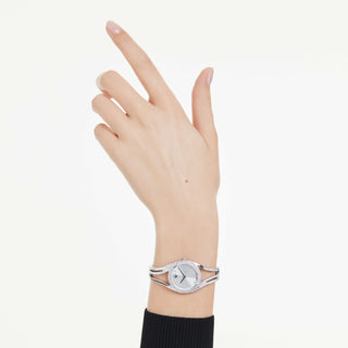 Hyperbola bangle watch, Swiss Made, Metal bracelet, Silver tone, Stainless steel