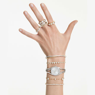 Hyperbola bangle watch, Swiss Made, Metal bracelet, Silver tone, Stainless steel