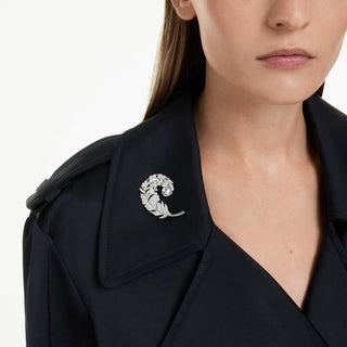 Idyllia brooch, Mixed cuts, Feather, Rhodium plated